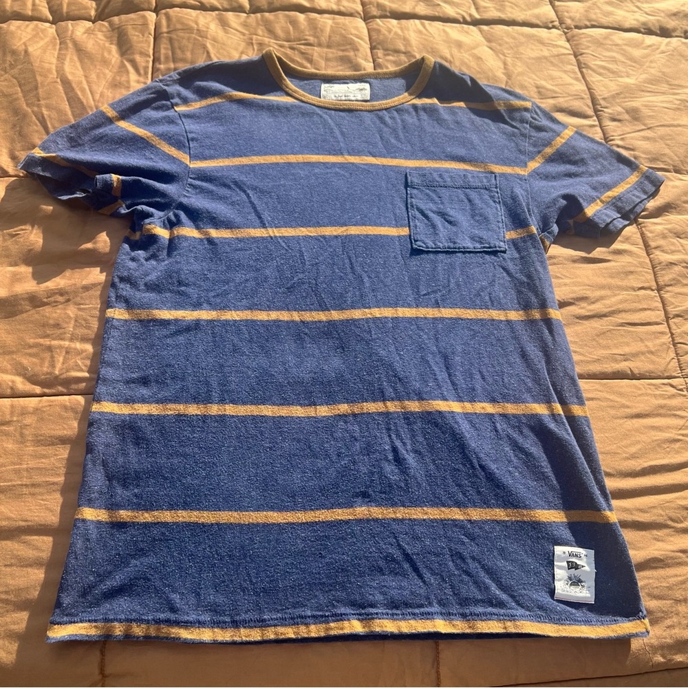 Vans Navy Blue & Mustard Stripe Pocket Tee